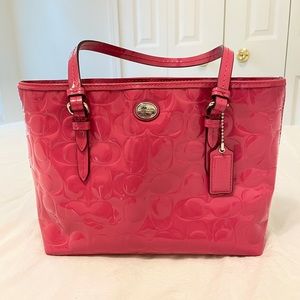 Bright Pink Patent Leather COACH Tote